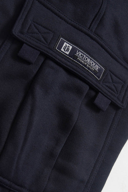 Victorious Men's Solid Fleece Heavyweight Cargo Sweat Pants