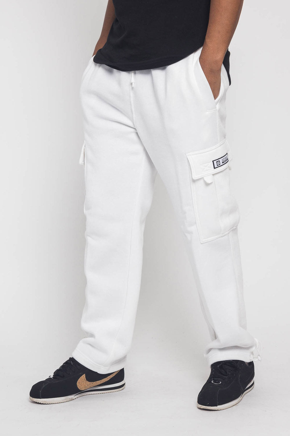 Victorious Men's Solid Fleece Heavyweight Cargo Sweat Pants