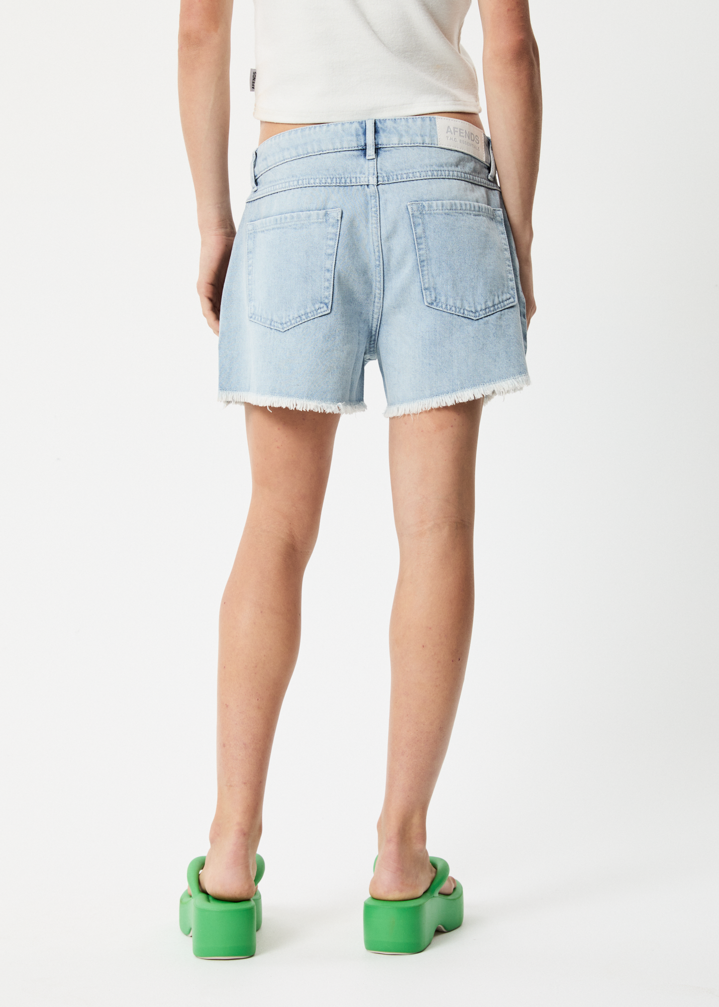 AFENDS Womens Isabella - Denim Low Rise Short - Vintage Blue
