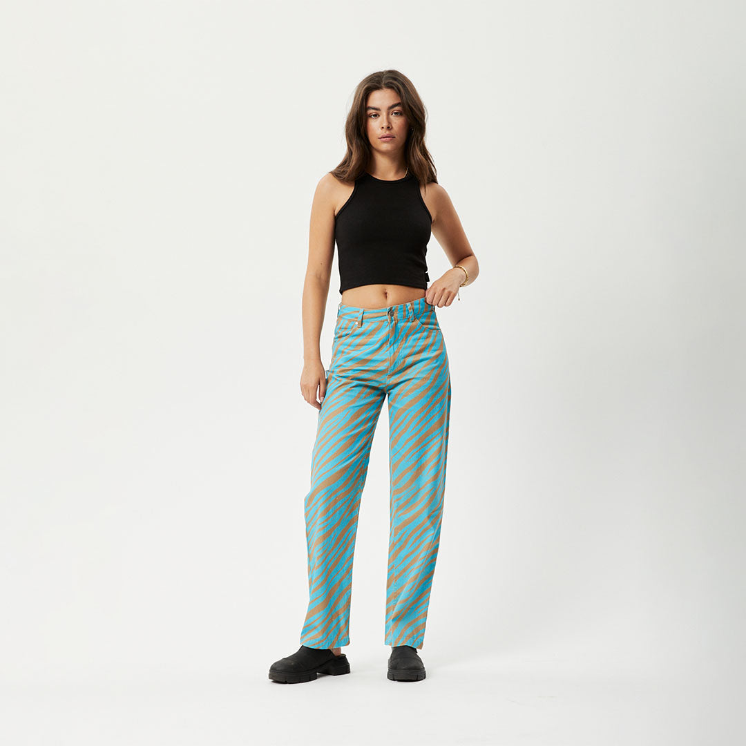 AFENDS Womens Adi Shelby - Wide Leg Pant - Blue Stripe