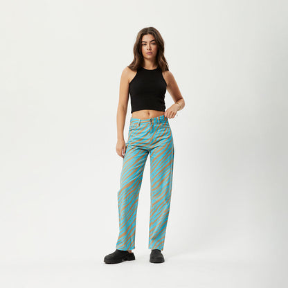 AFENDS Womens Adi Shelby - Wide Leg Pant - Blue Stripe