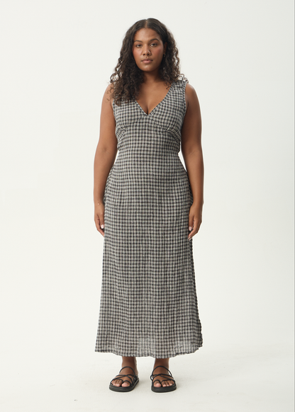 AFENDS Womens Tully - Seersucker Maxi Dress - Asta Steel Check