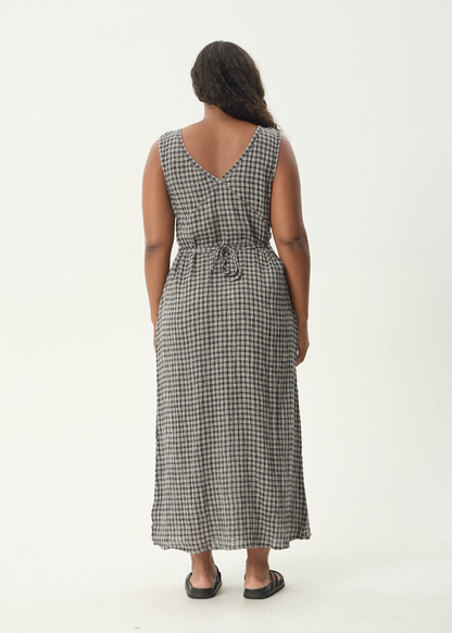 AFENDS Womens Tully - Seersucker Maxi Dress - Asta Steel Check