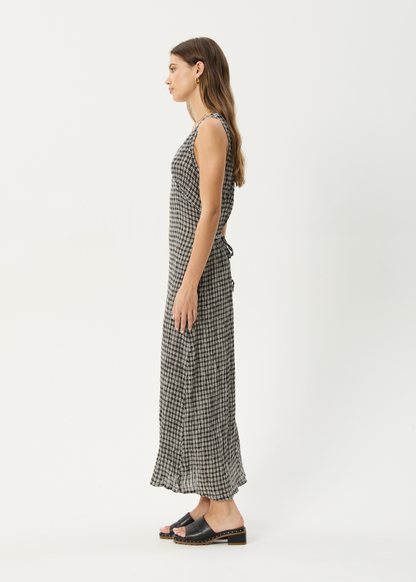 AFENDS Womens Tully - Seersucker Maxi Dress - Asta Steel Check