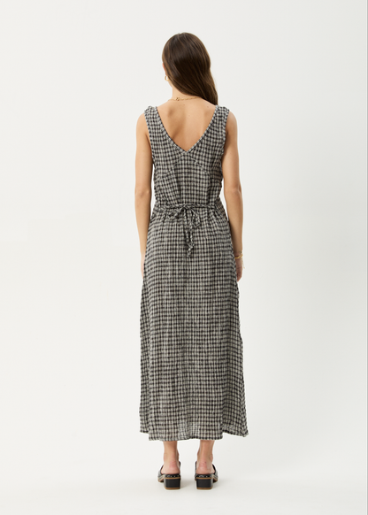 AFENDS Womens Tully - Seersucker Maxi Dress - Asta Steel Check