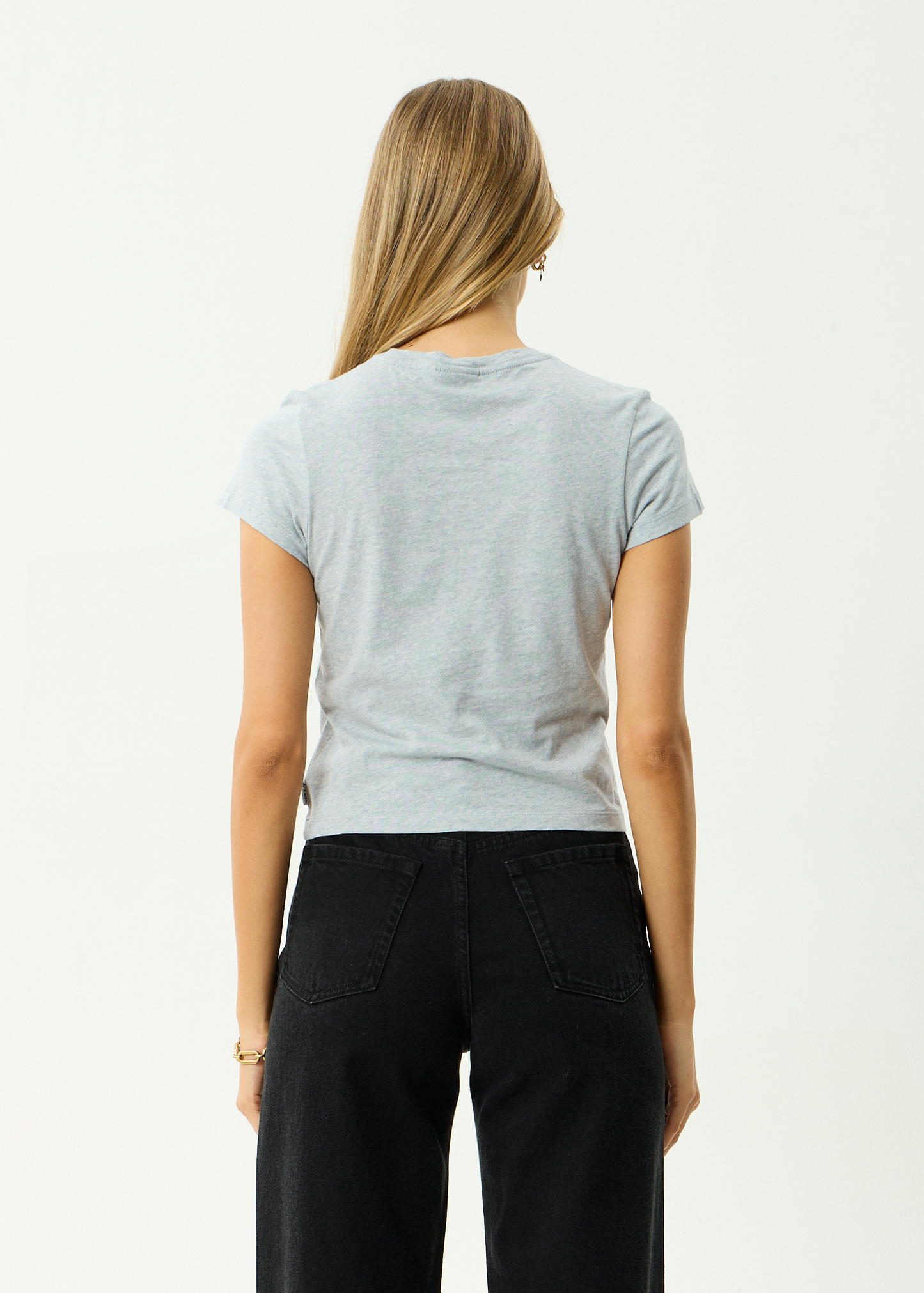 AFENDS Womens Carmen - Baby Tee - Shadow Grey Marle