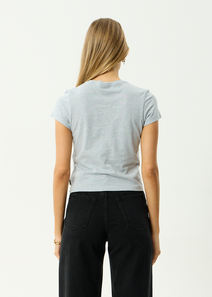 AFENDS Womens Carmen - Baby Tee - Shadow Grey Marle