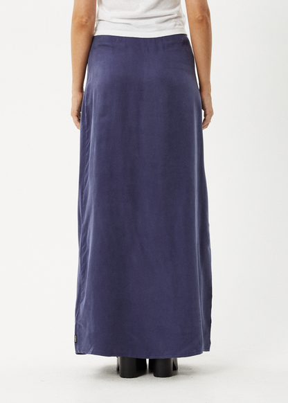 AFENDS Womens Grace - Cupro Maxi Skirt - Navy