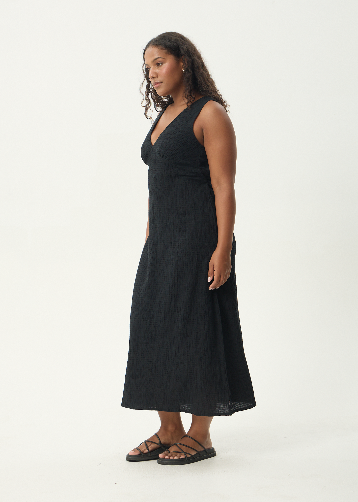 AFENDS Womens Tully - Seersucker Maxi Dress - Black