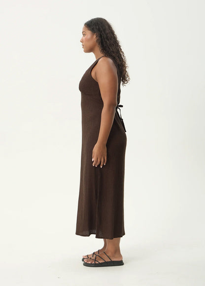 AFENDS Womens Tully - Seersucker Maxi Dress - Coffee