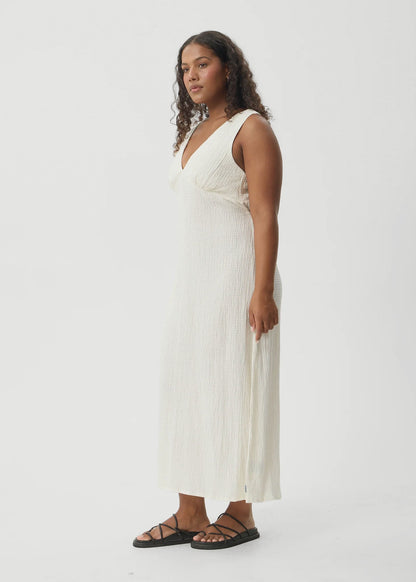 AFENDS Womens Tully - Seersucker Maxi Dress - Off White