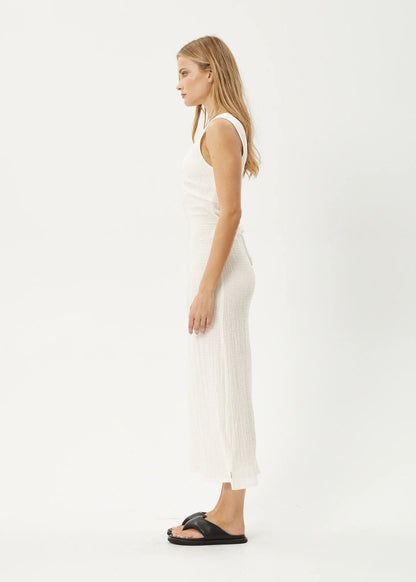 AFENDS Womens Tully - Seersucker Maxi Dress - Off White