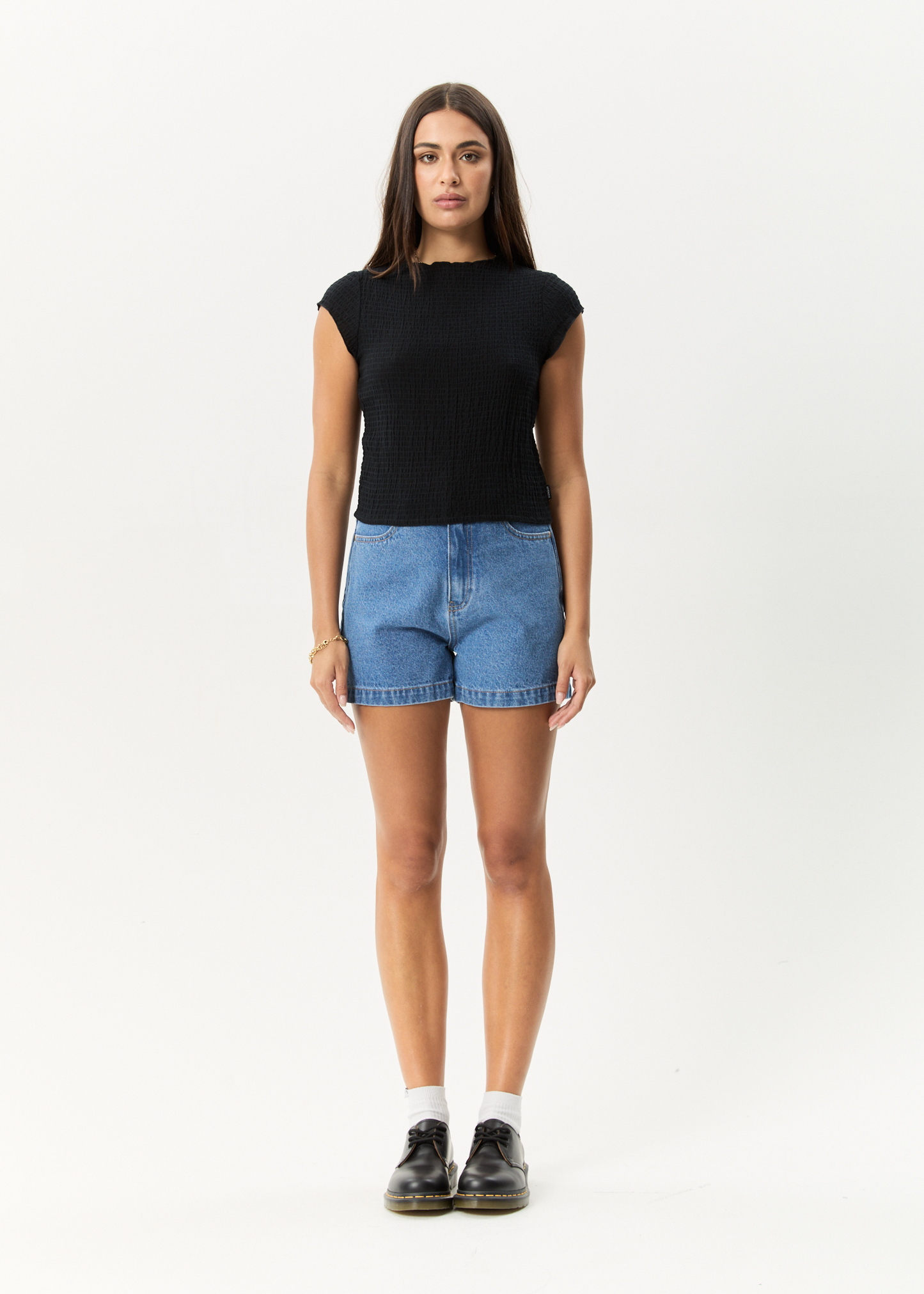 AFENDS Womens Wren - Seersucker Top - Black