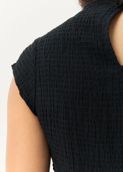 AFENDS Womens Wren - Seersucker Top - Black