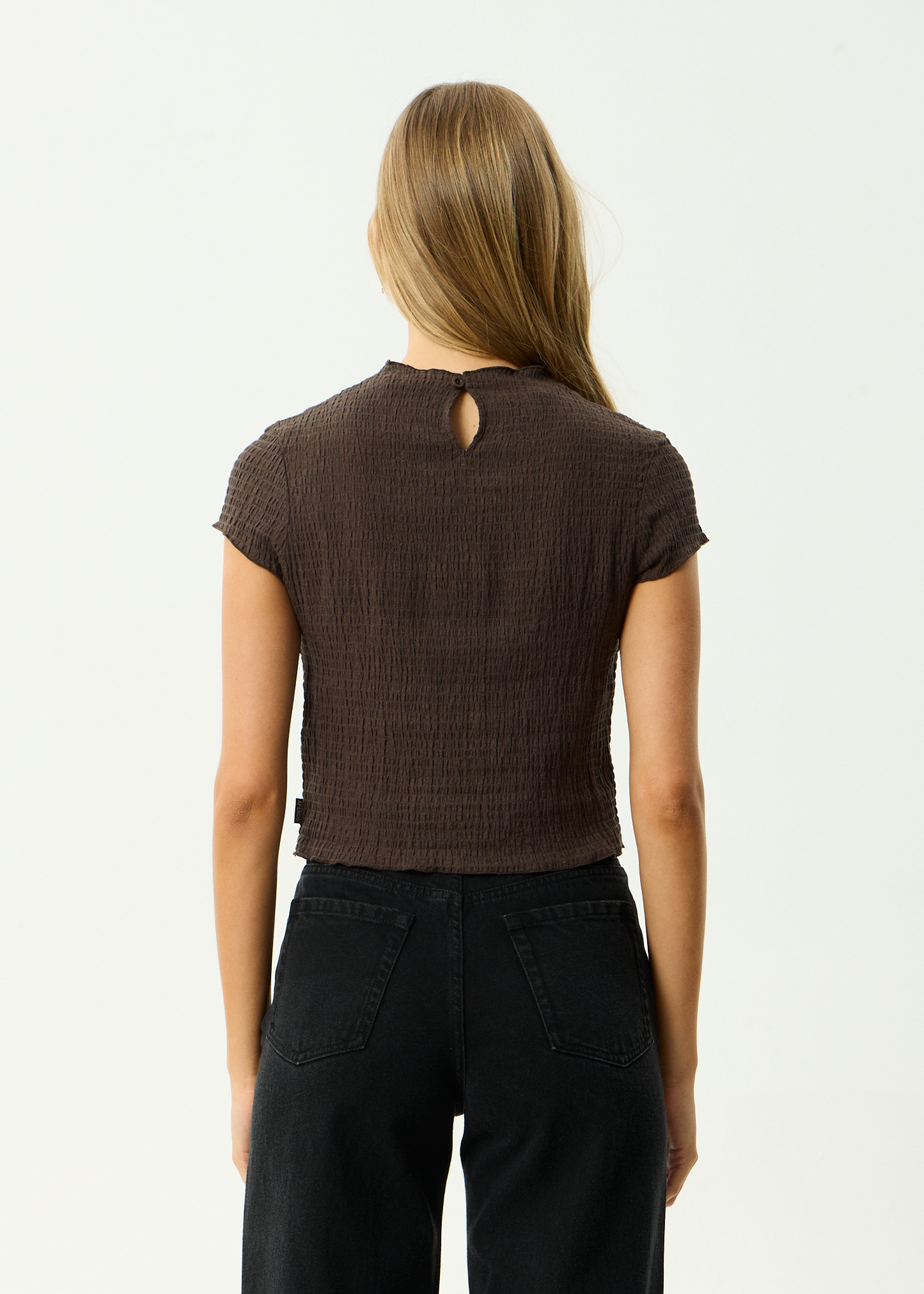 AFENDS Womens Wren - Seersucker Top - Coffee