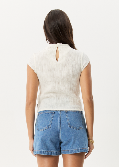 AFENDS Womens Wren - Seersucker Top - Off White