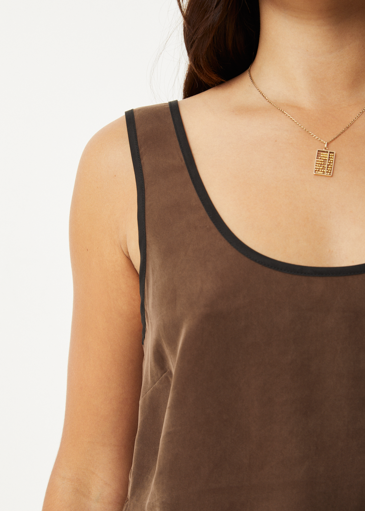 AFENDS Womens Giselle - Cupro Tank - Coffee