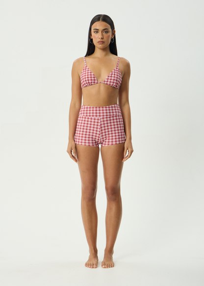 AFENDS Womens Base - Swim Short - Burgundy Check