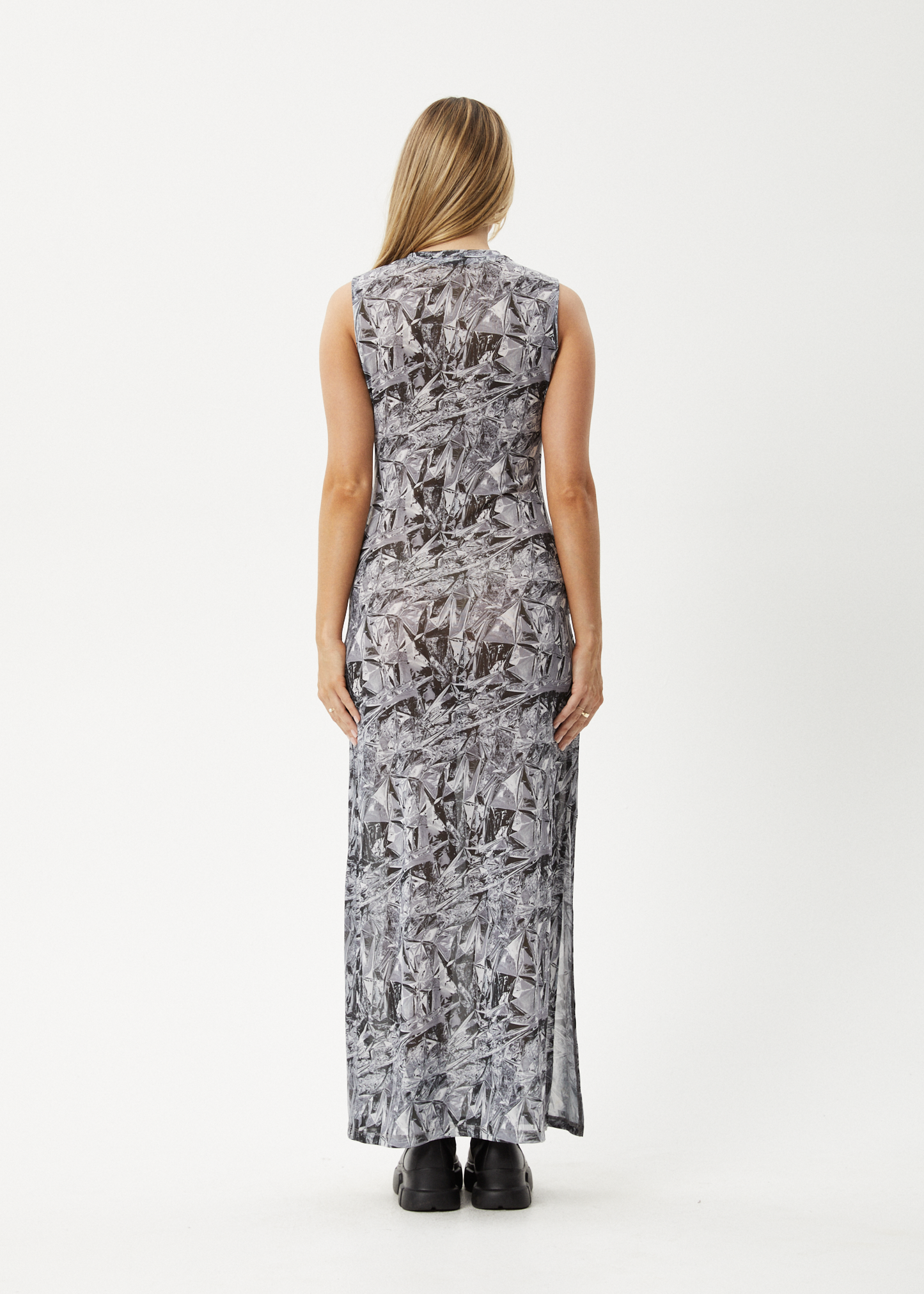 AFENDS Womens Silver Lining - Sheer Dress - Chrome