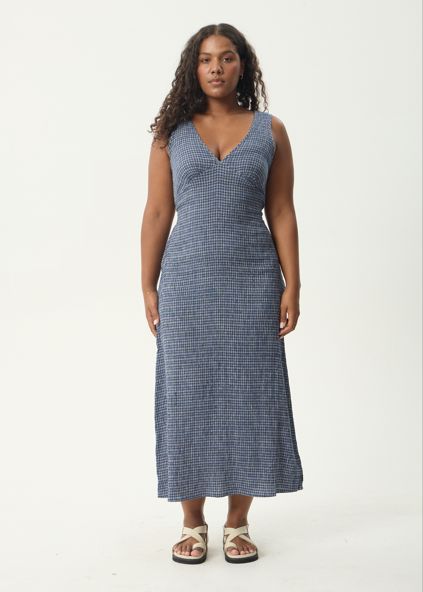 AFENDS Womens Tully - Seersucker Maxi Dress - Marlin