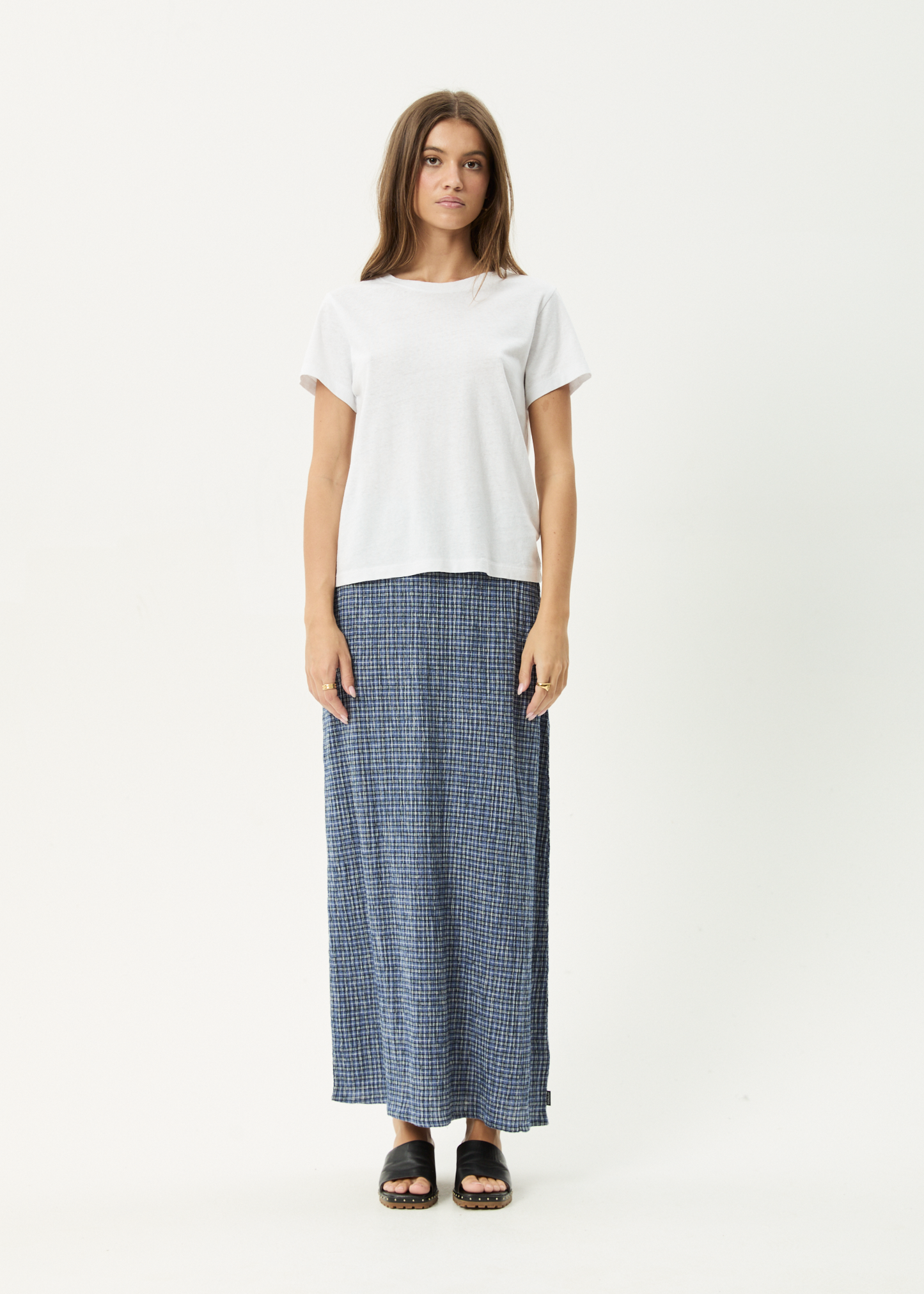 AFENDS Womens Lita - Seersucker Maxi Skirt - Shipwreck Marlin