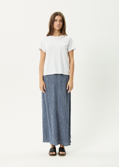 AFENDS Womens Lita - Seersucker Maxi Skirt - Shipwreck Marlin