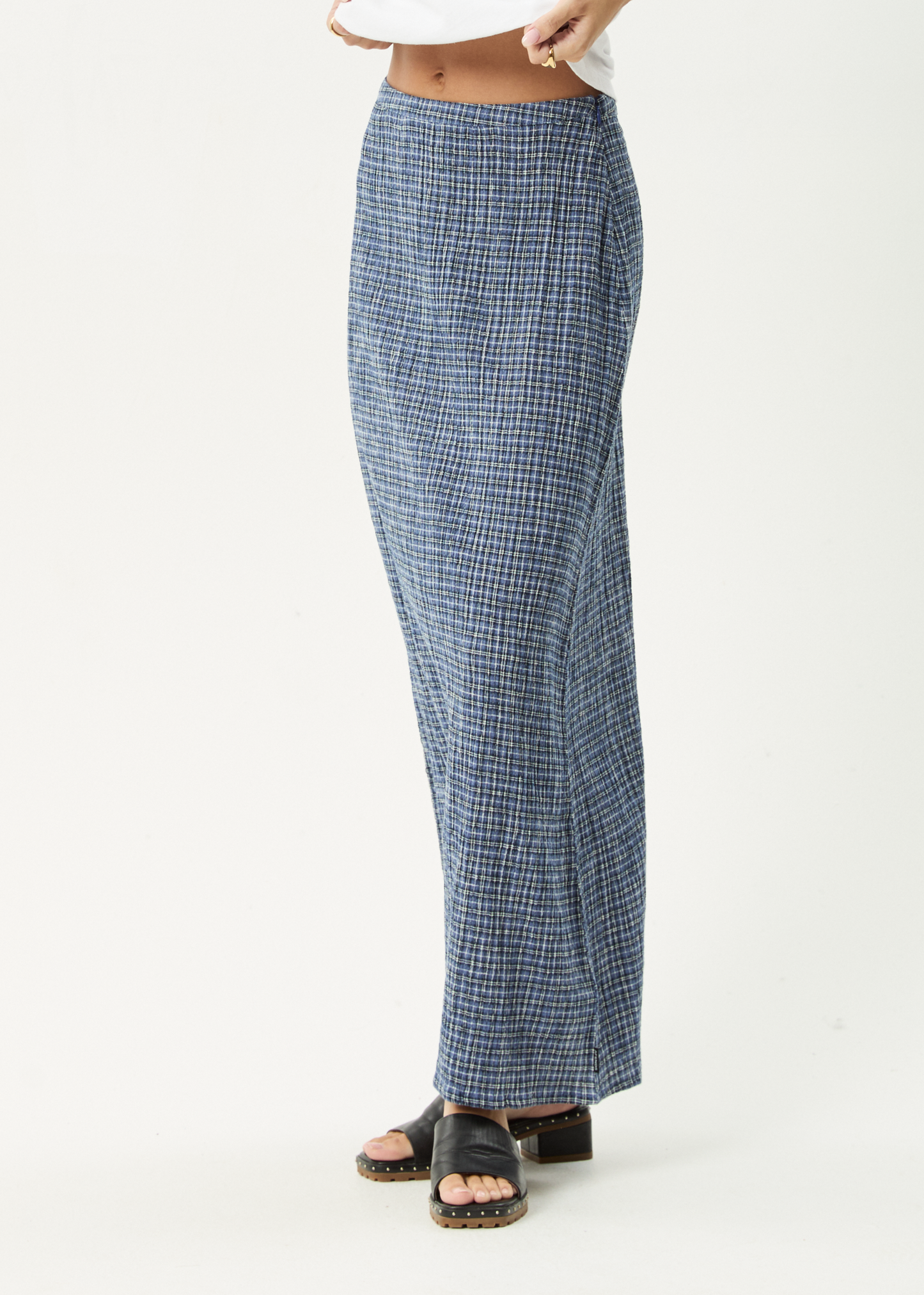 AFENDS Womens Lita - Seersucker Maxi Skirt - Shipwreck Marlin
