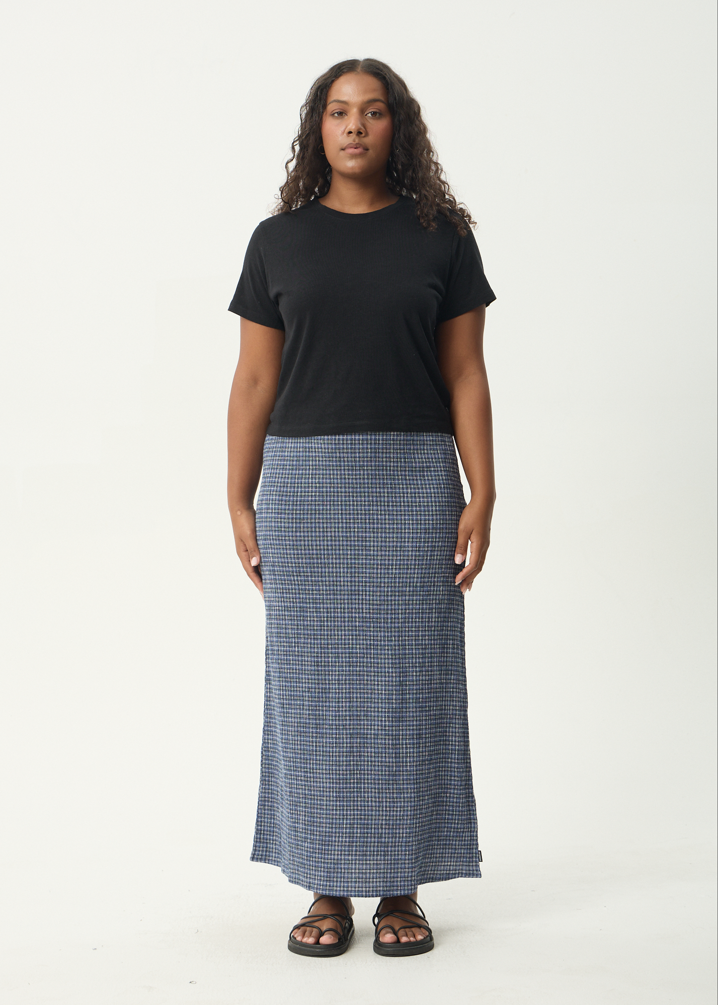 AFENDS Womens Lita - Seersucker Maxi Skirt - Shipwreck Marlin