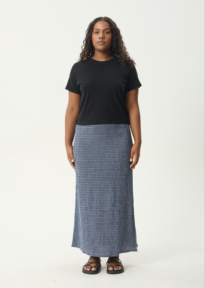 AFENDS Womens Lita - Seersucker Maxi Skirt - Shipwreck Marlin