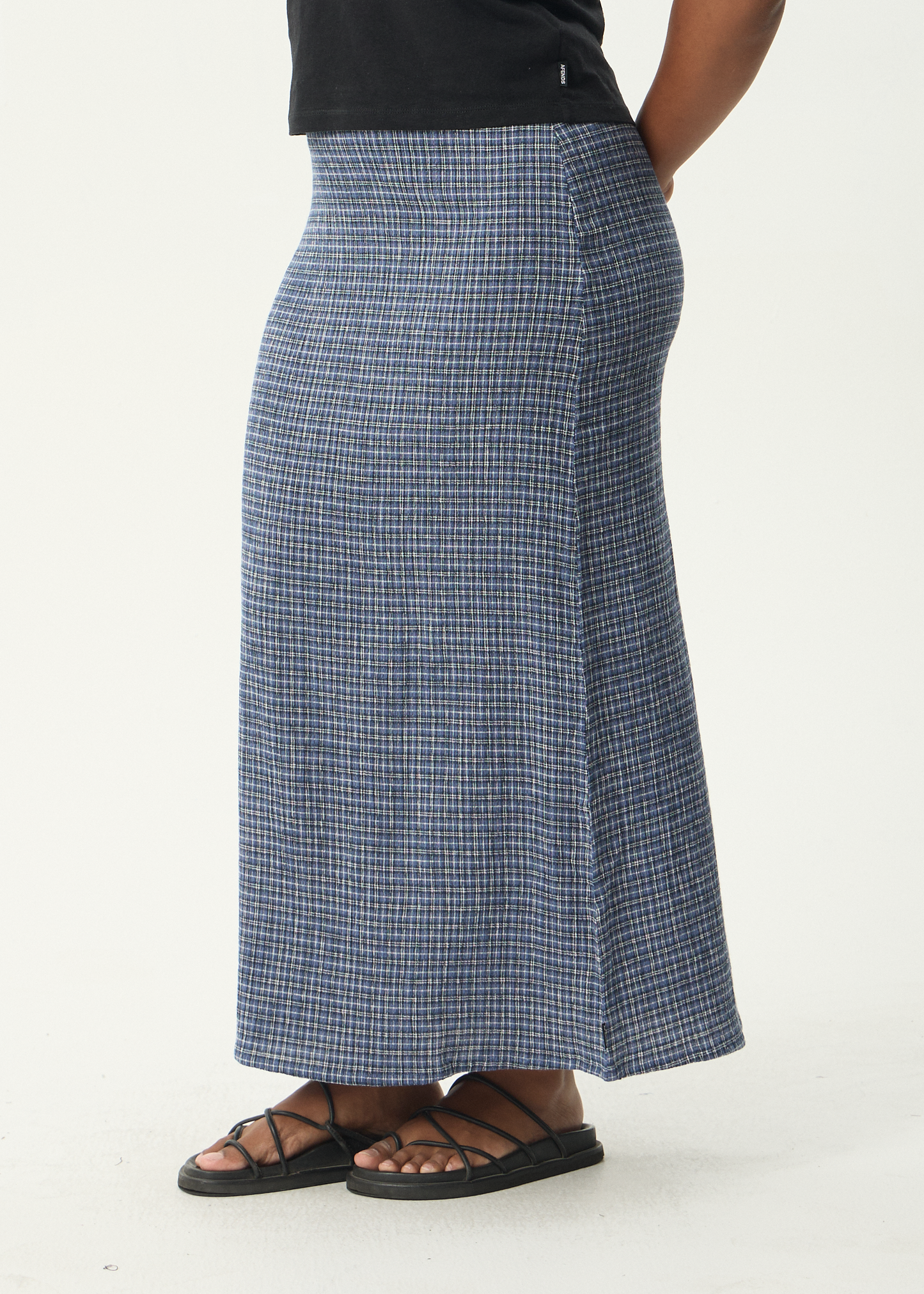 AFENDS Womens Lita - Seersucker Maxi Skirt - Shipwreck Marlin