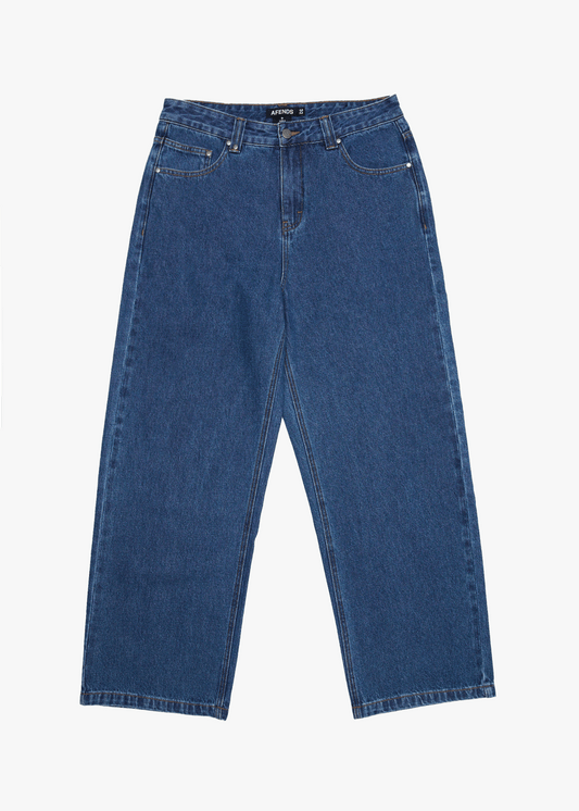 AFENDS Mens Pablo - Denim Baggy Jean - Authentic Blue