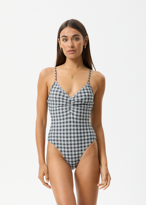 AFENDS Womens Asher - Check One Piece - Black Check