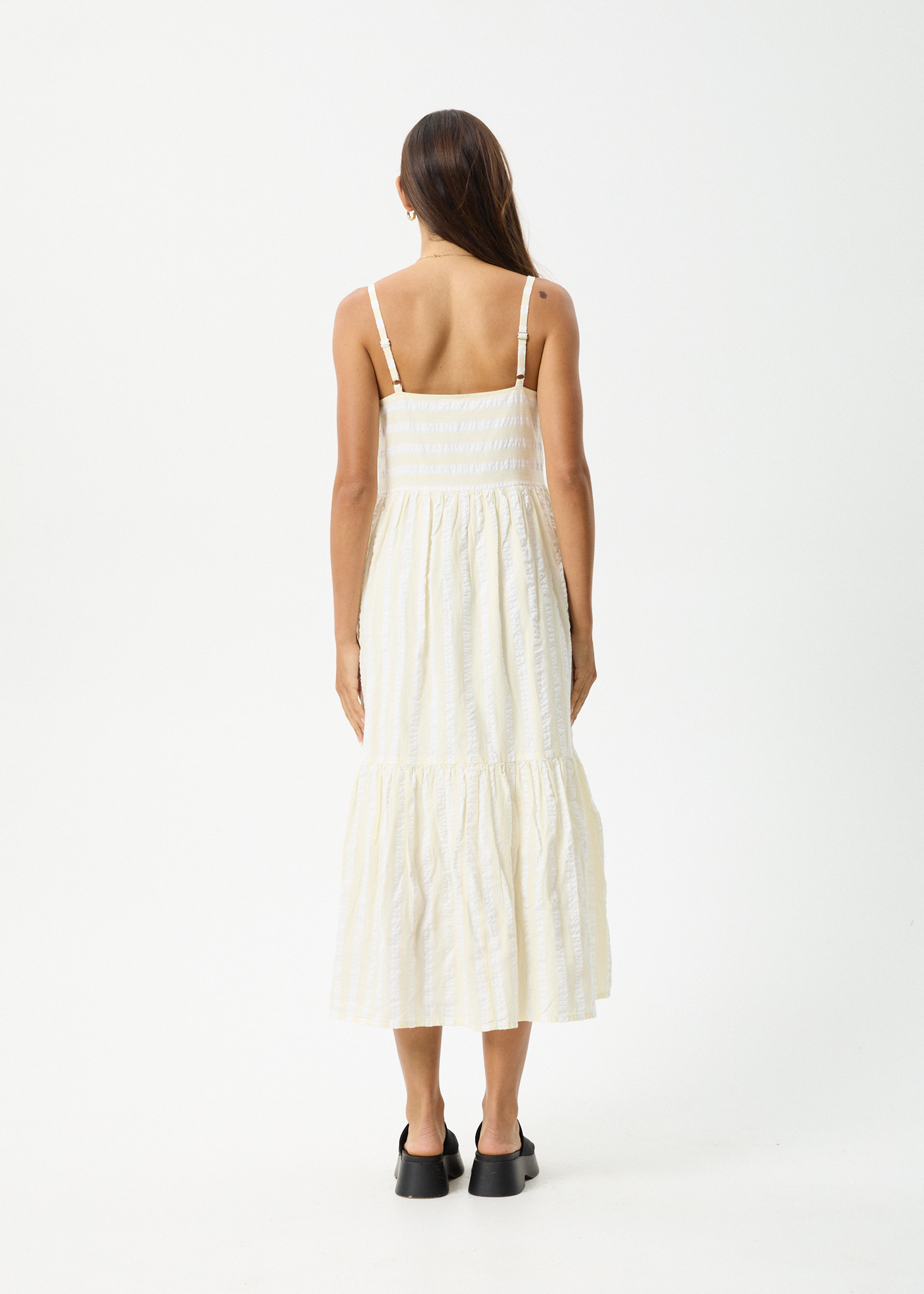 AFENDS Womens Splice - Seersucker Maxi Dress - White / Lemongrass