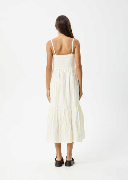 AFENDS Womens Splice - Seersucker Maxi Dress - White / Lemongrass
