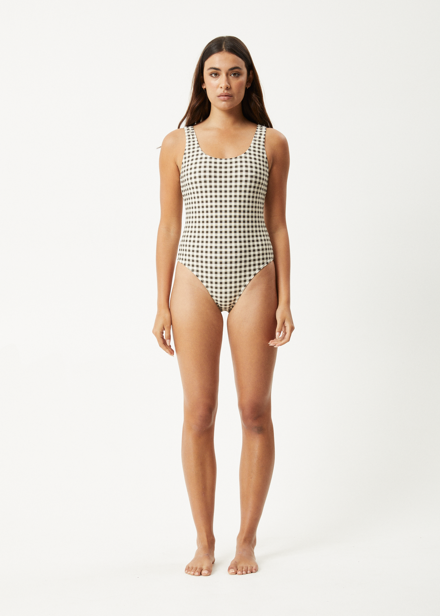 AFENDS Womens Gambet - Check One Piece - Black / Sand