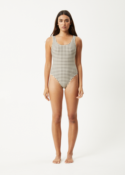 AFENDS Womens Gambet - Check One Piece - Black / Sand