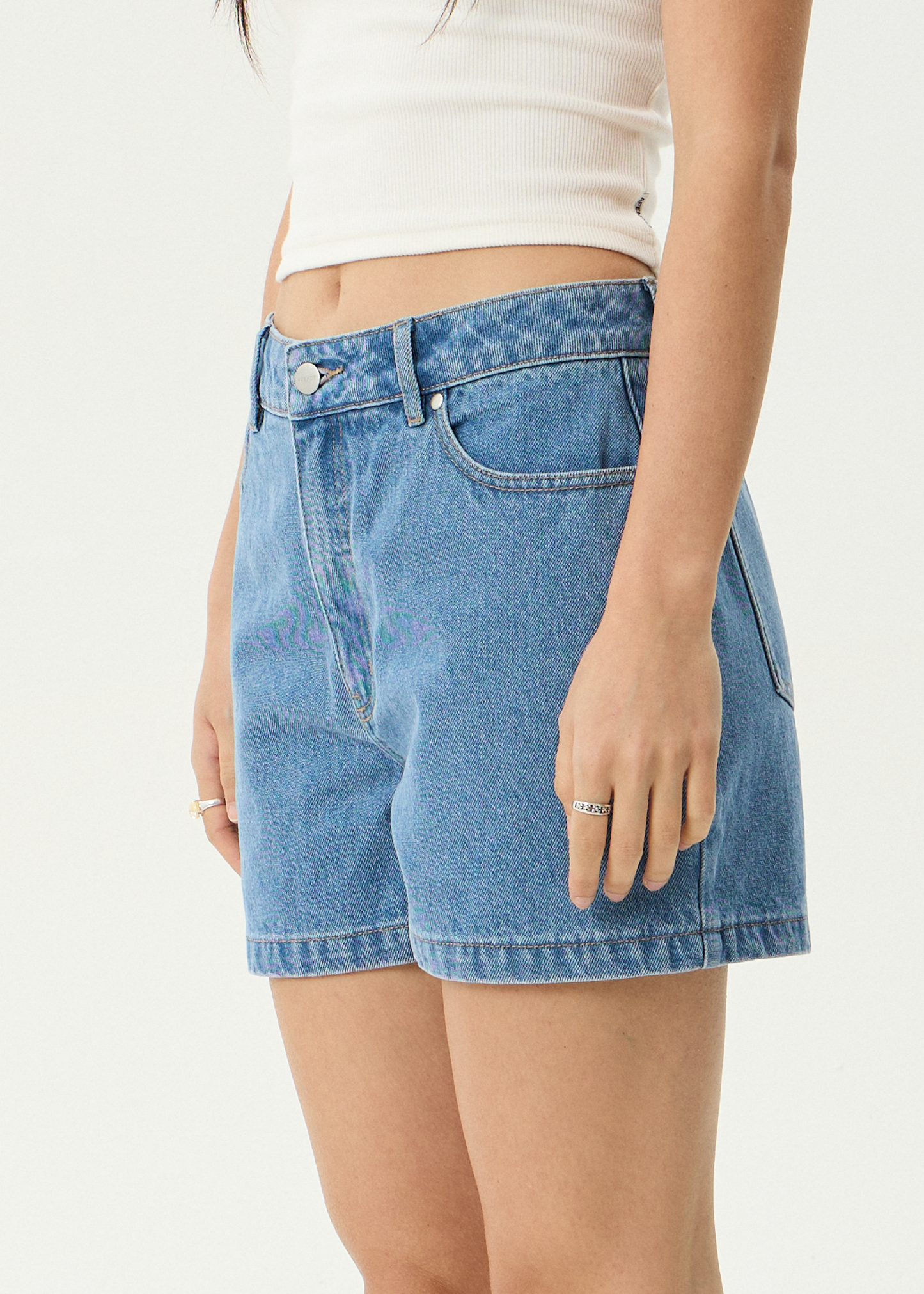 AFENDS Womens Seventy Threes - Denim Short - Worn Blue