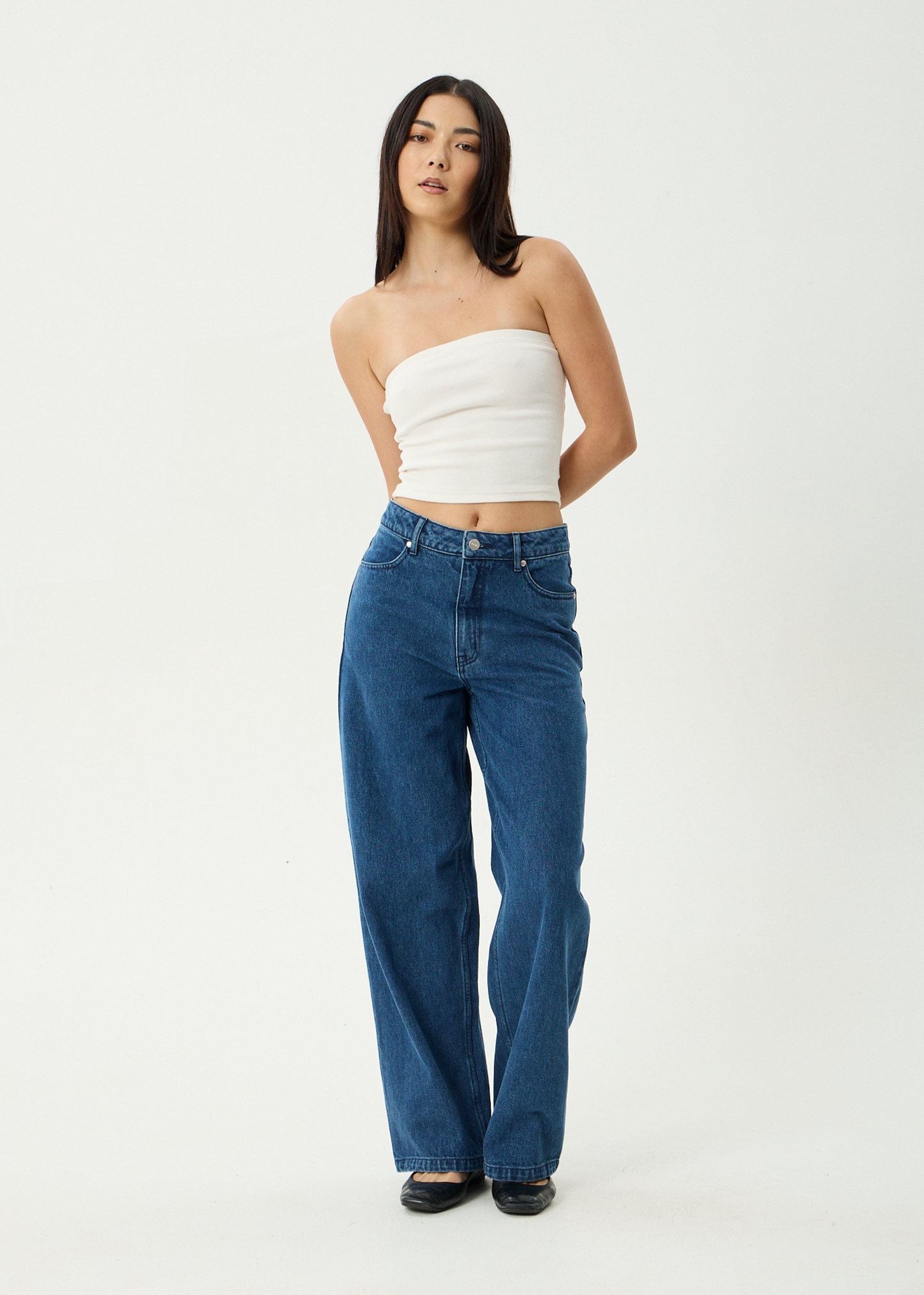 AFENDS Womens Bella - Denim Wide Leg Jean - Authentic Blue