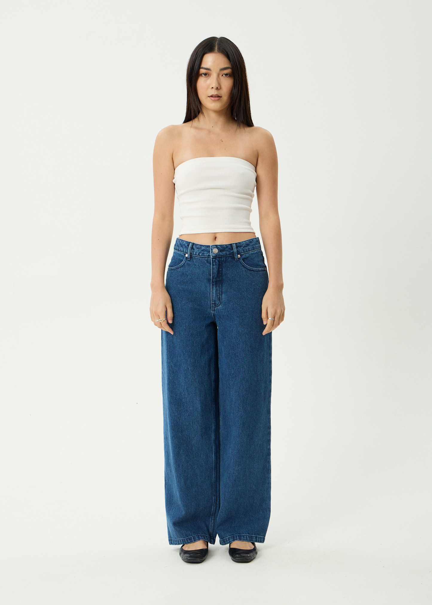AFENDS Womens Bella - Denim Wide Leg Jean - Authentic Blue