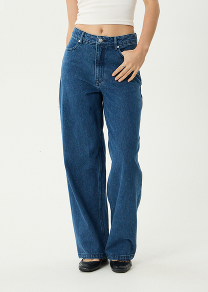 AFENDS Womens Bella - Denim Wide Leg Jean - Authentic Blue