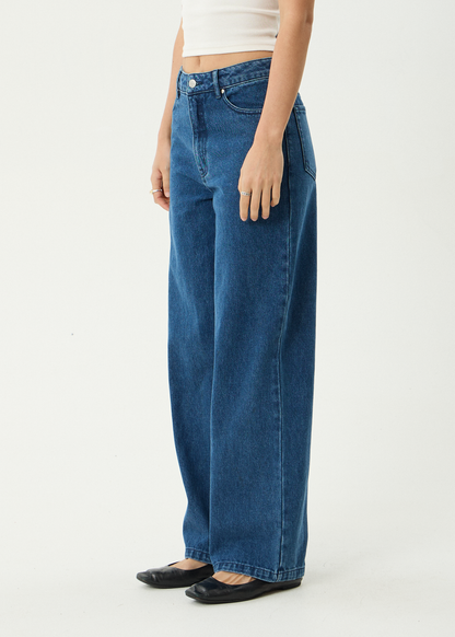 AFENDS Womens Bella - Denim Wide Leg Jean - Authentic Blue