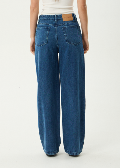 AFENDS Womens Bella - Denim Wide Leg Jean - Authentic Blue