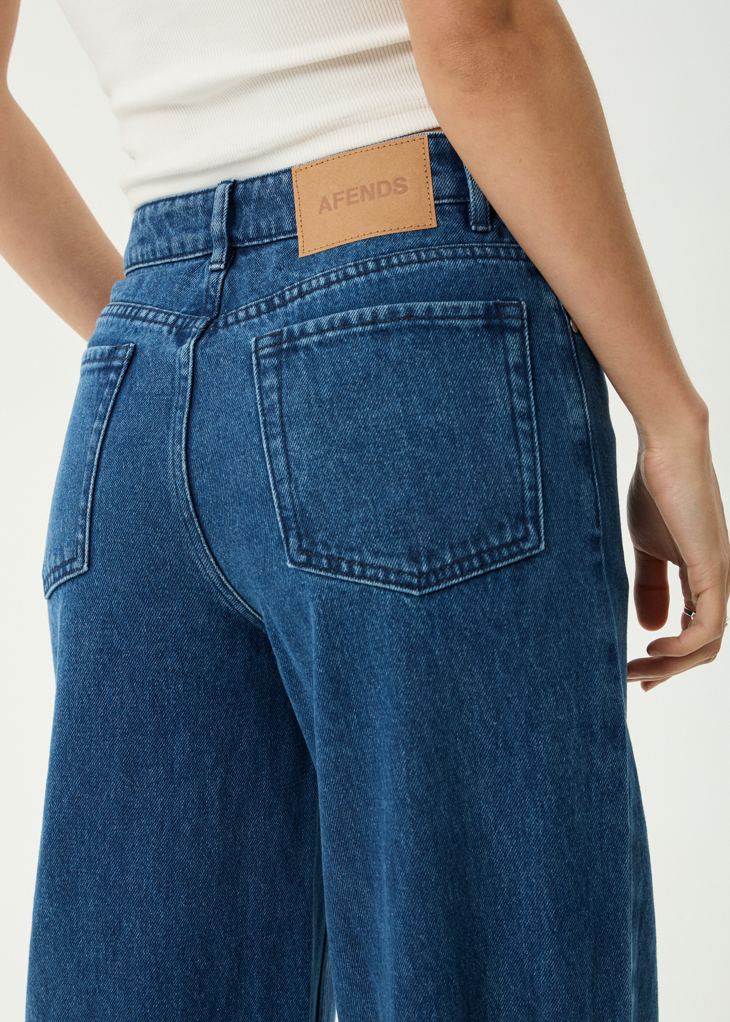 AFENDS Womens Bella - Denim Wide Leg Jean - Authentic Blue