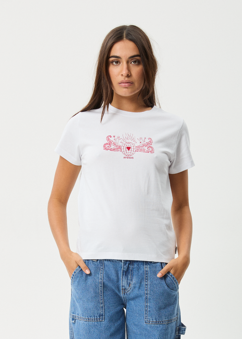 AFENDS Womens Bonfire - Regular Tee - White