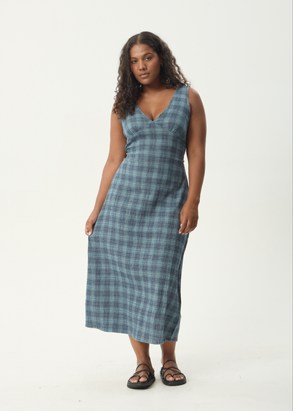 AFENDS Womens Tully - Seersucker Maxi Dress - Position Navy Check