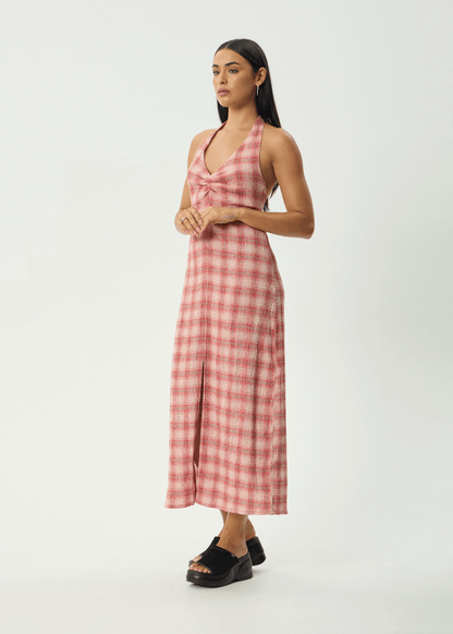 AFENDS Womens Andy - Seersucker Maxi Dress - Red Check