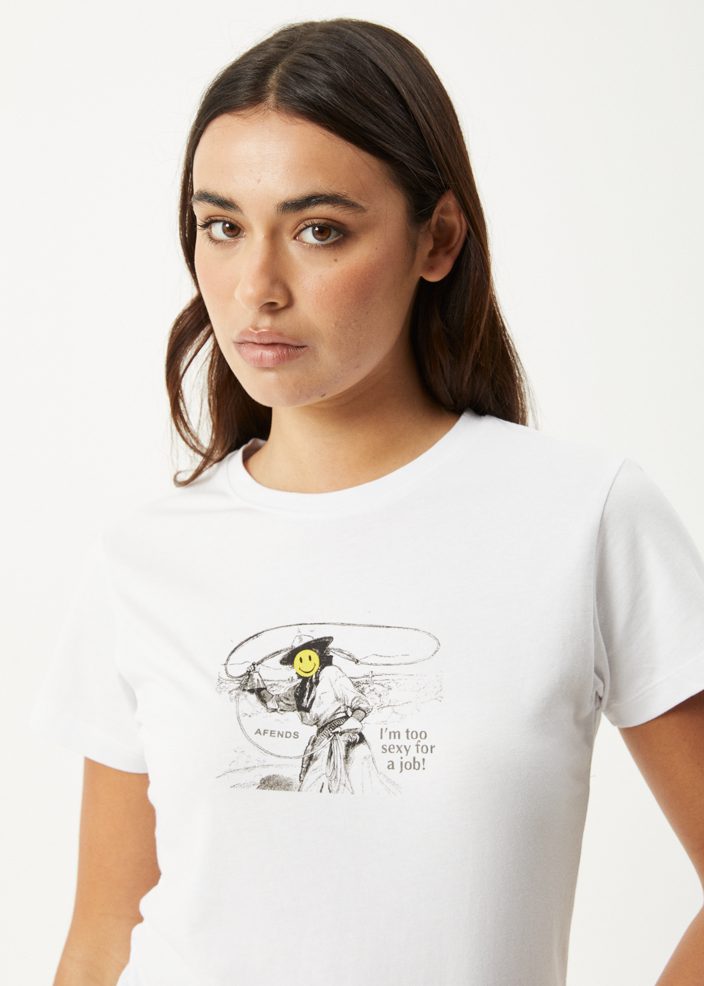 AFENDS Womens Day Job -  Baby Tee - White