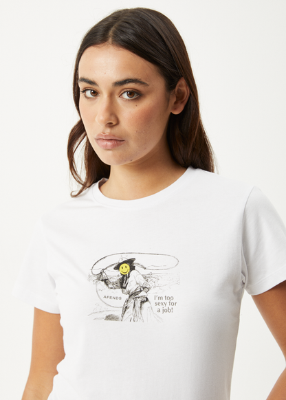 AFENDS Womens Day Job -  Baby Tee - White