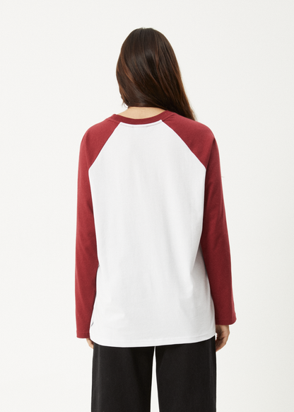AFENDS Womens Ryan -  Oversized Long Sleeve Raglan Tee - Burgundy