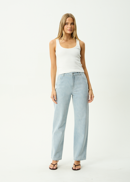 AFENDS Womens Leila - Straight Leg Jeans - Stone Blue